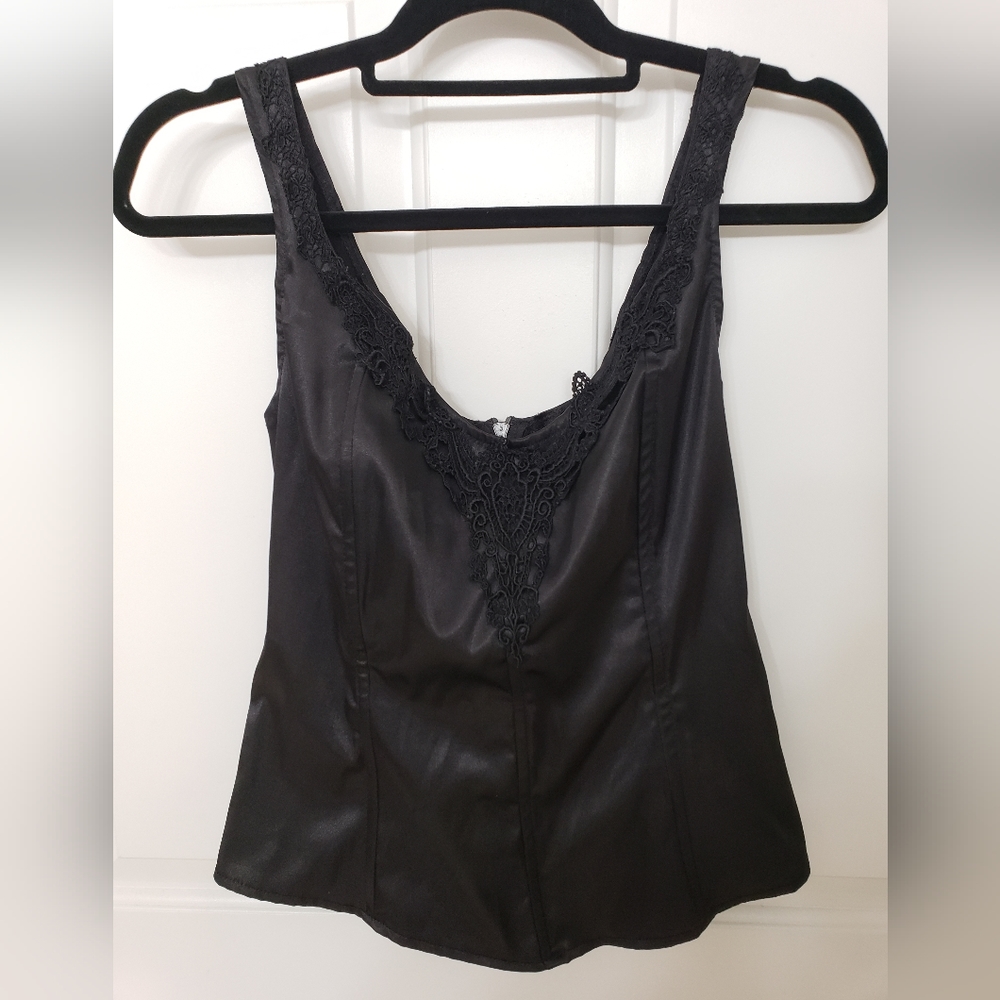 Morbid Threads Black Satin Corset Tank Top